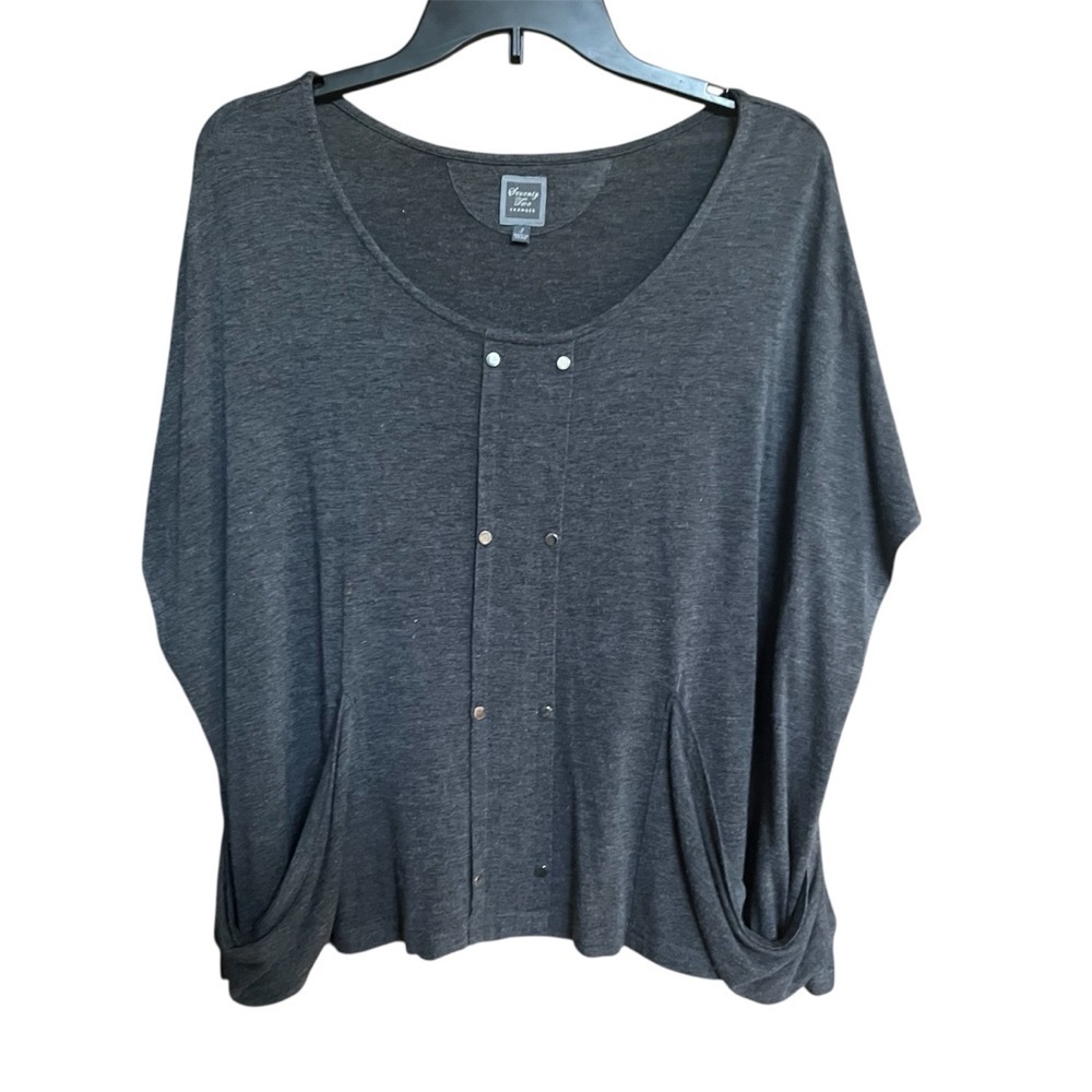 Seventy Two Changes Women Gray Short Sleeve Loose Flowy Top Women’s Size Small